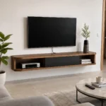 Meuble TV Mural Flottant en MDF nero – Image 2